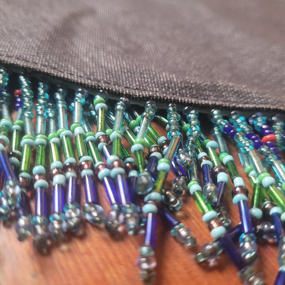 Beaded V-Hem Denim Skirt, Sz XS-S - Picture 2 of 13